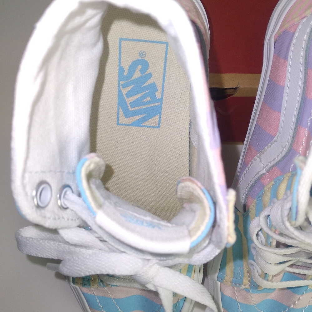 VANS SK8-Hi Tapered Women's Size 5.5 Multi-Color Pastel Stripes Skater Shoes EUC - Picture 10 of 12